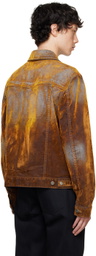 COÛT DE LA LIBERTÉ Orange Johnny Stretch Suede Denim Jacket