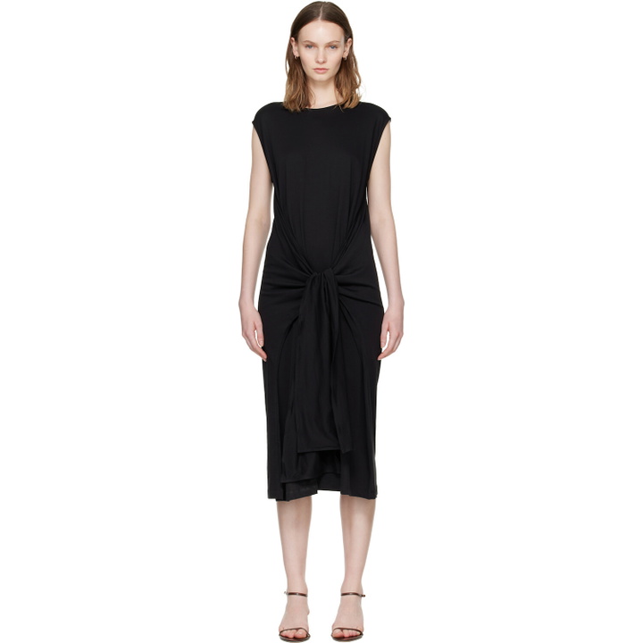 Photo: TOTEME Black Tie-Waist Jersey Midi Dress