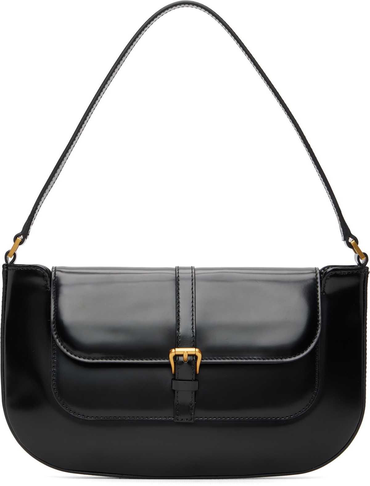 BY FAR Black Miranda Semi Patent Leather Shoulder Bag