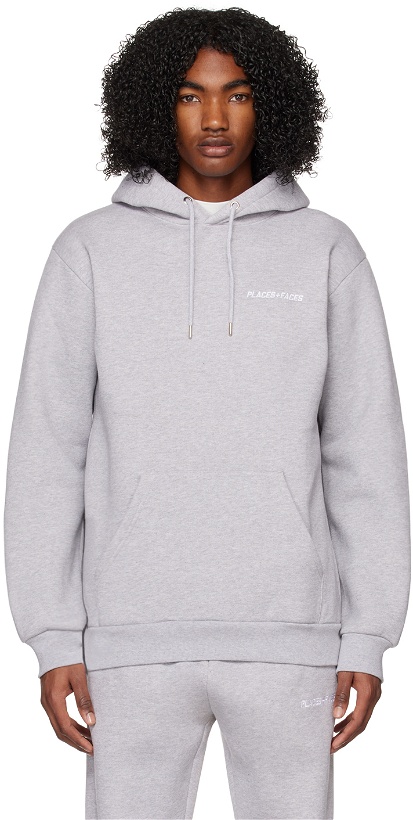 Photo: PLACES+FACES Gray Embroidered Hoodie