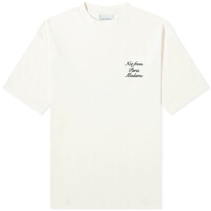 Photo: Drole de Monsieur Men's Drôle de Monsieur Script Logo T-Shirt in Cream