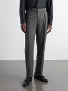 Thom Sweeney - Tapered Pleated Wool-Twill Suit Trousers - Gray