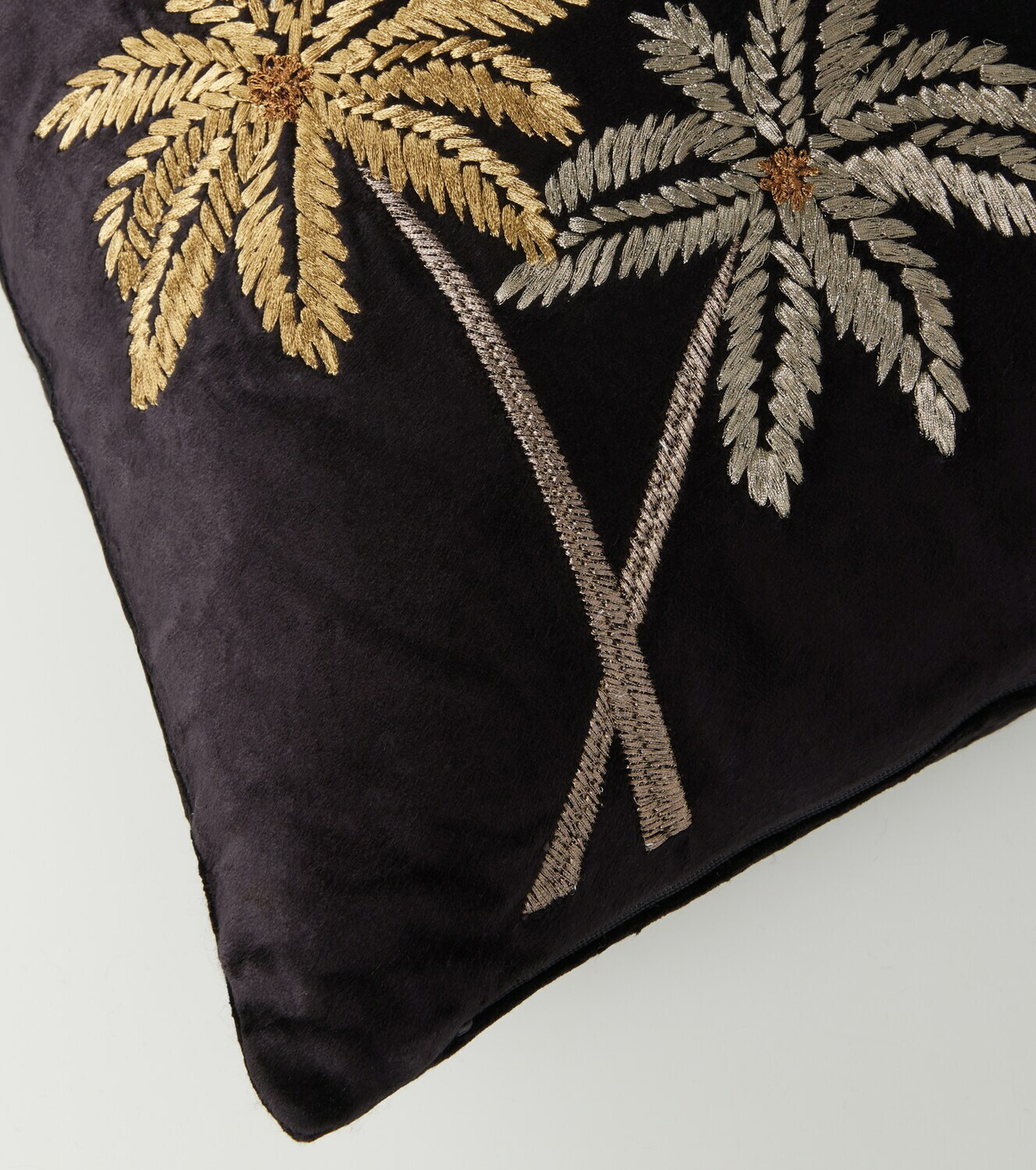 Les-Ottomans Palms embroidered velvet cushion
