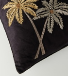Les-Ottomans Palms embroidered velvet cushion