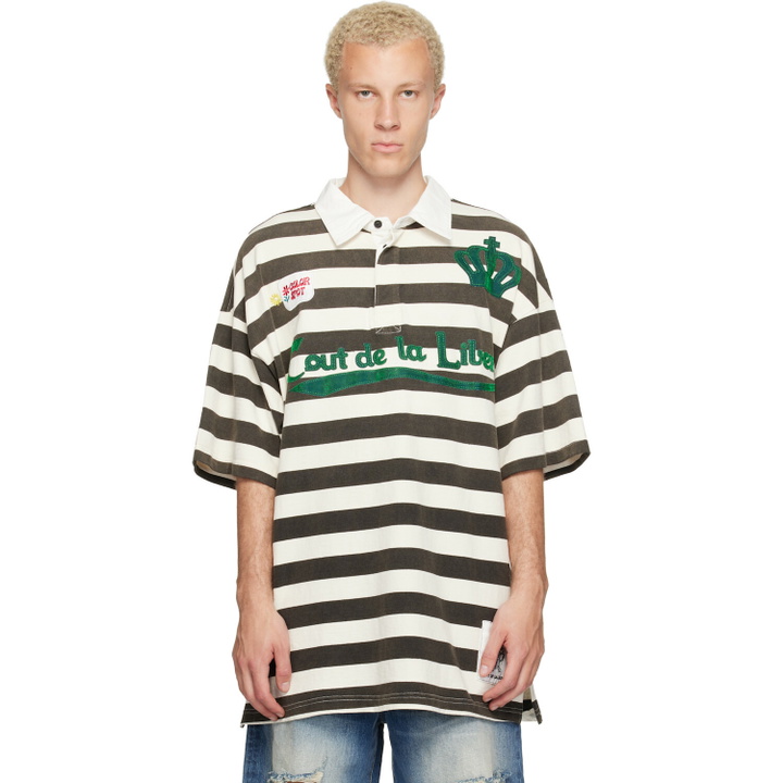Photo: COÛT DE LA LIBERTÉ Black & White Connor Stripe Rugby Polo