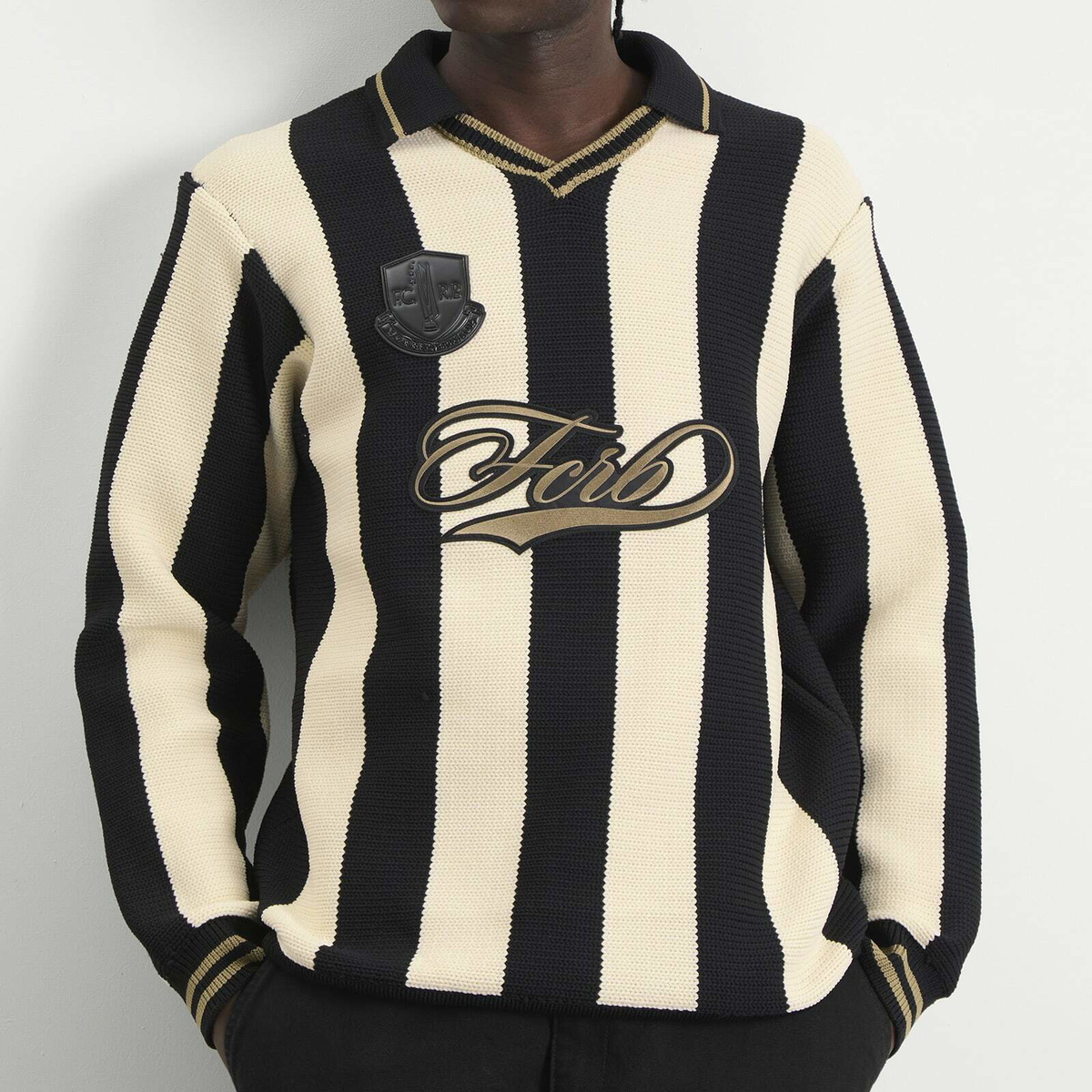 F.C. Real Bristol Men's Stripe Knit Football Shirt in Black