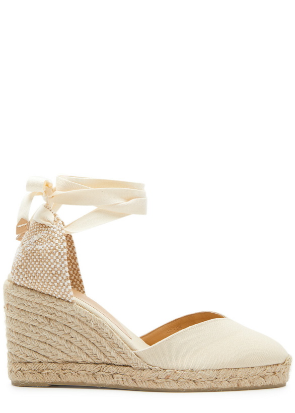 Photo: Castañer Chiara 80 Canvas Wedge Espadrilles Ivory