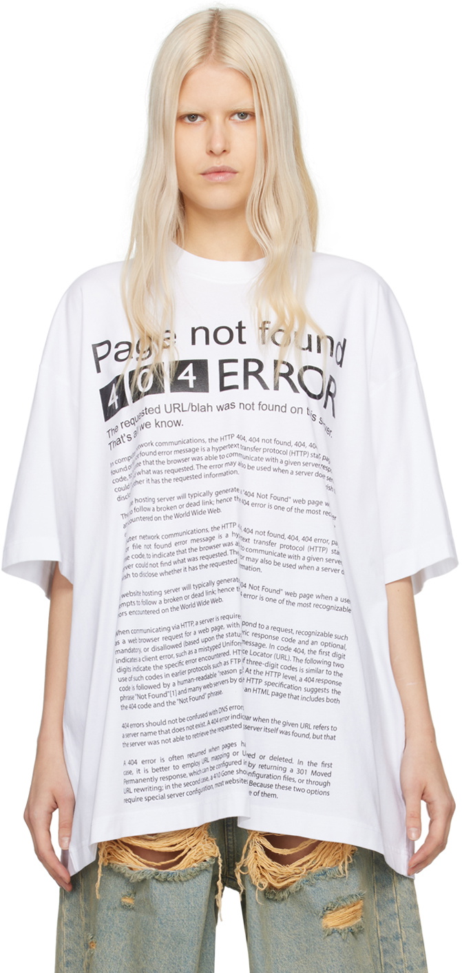 VETEMENTS White 'Page Not Found' T-Shirt Vetements