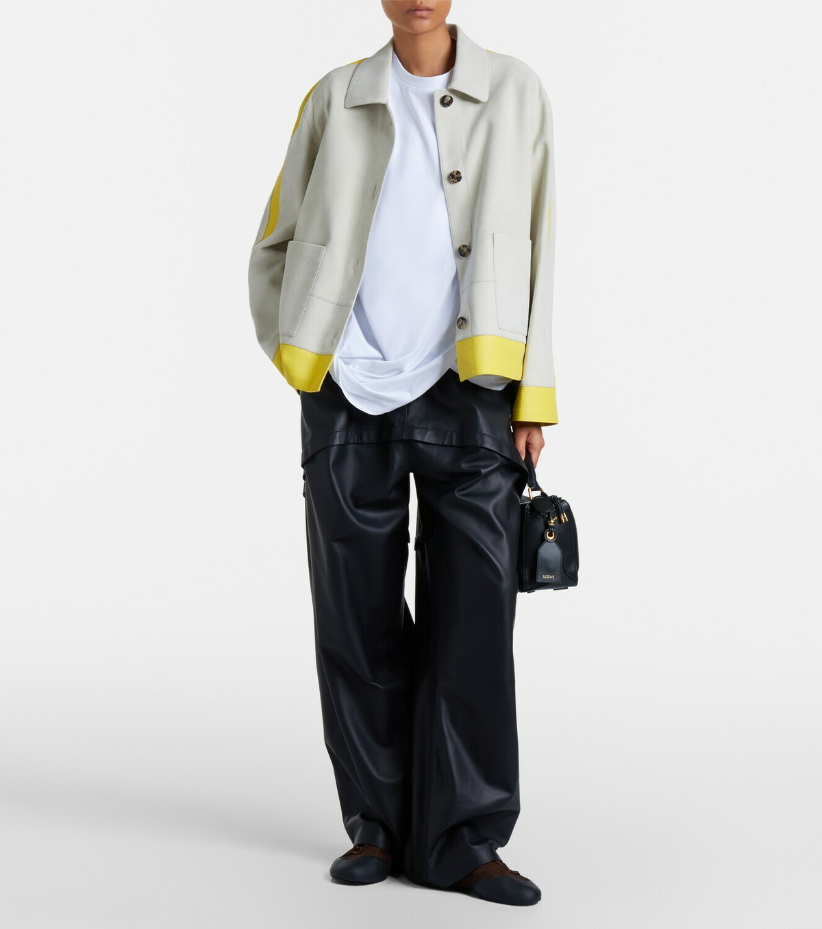 Loewe Leather-trimmed suede jacket