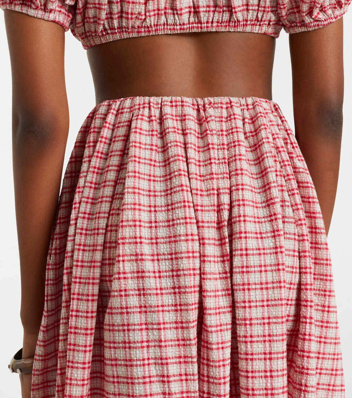 Faithfull Agora checked cotton midi skirt