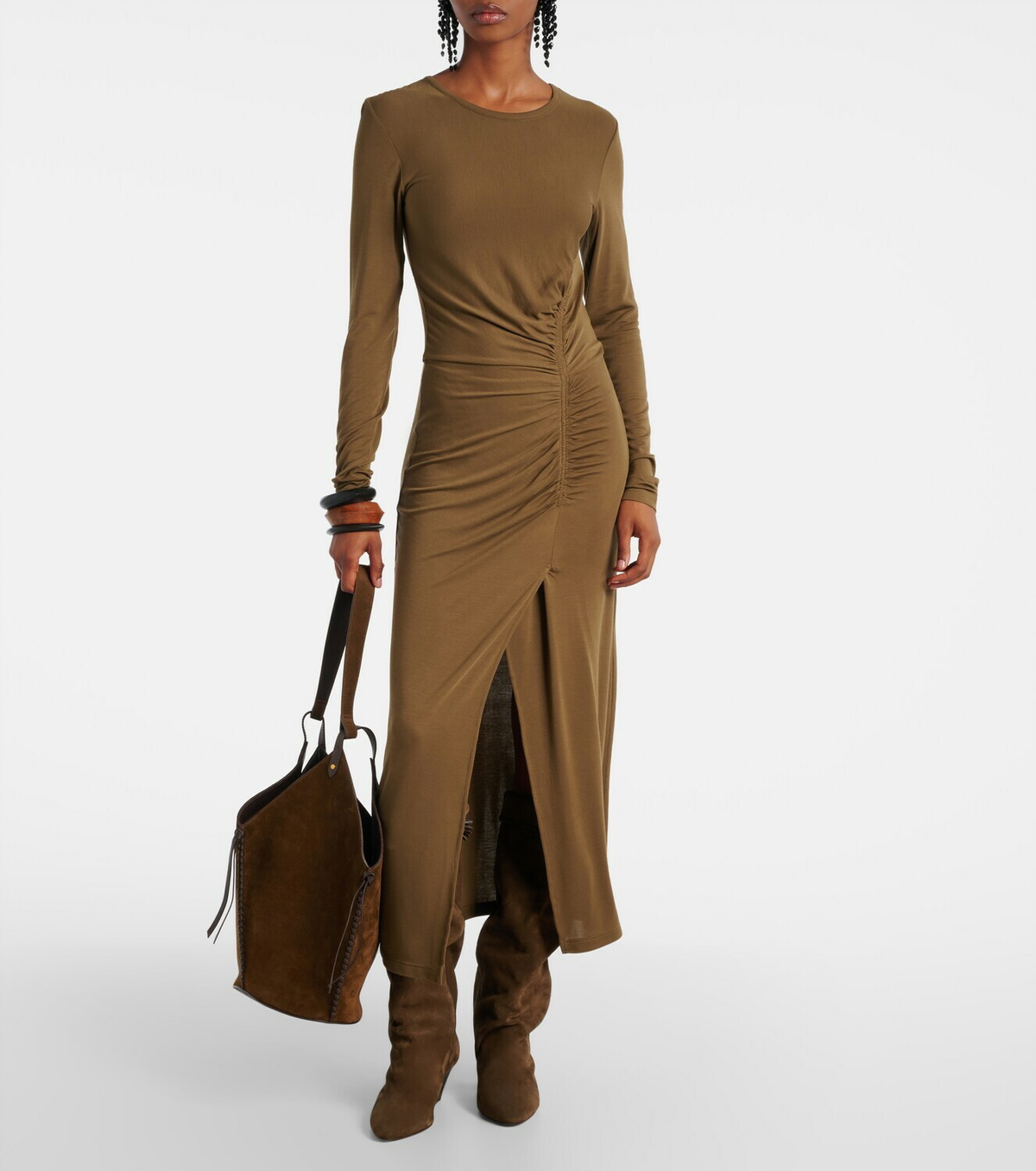 Marant Etoile Jelina gathered jersey maxi dress