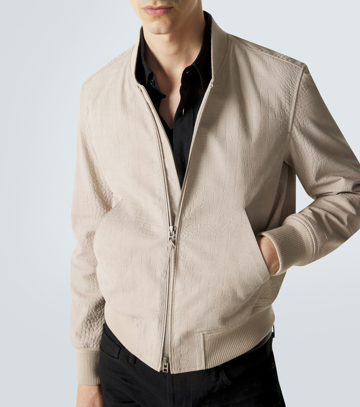 Tom Ford Printed leather bomber jacket