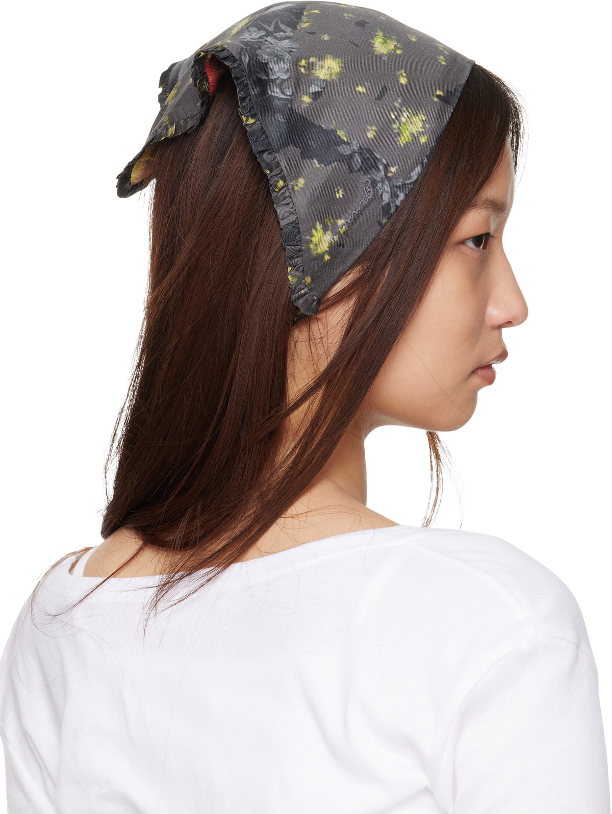 GANNI Gray Printed Wrap Scarf