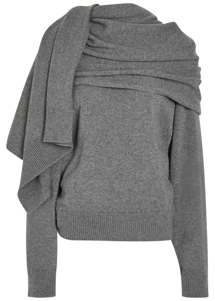 Armarium Alida Scarf-effect Wool and Cashmere-blend Jumper Grey