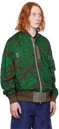 sacai Brown & Green Floral Bomber Jacket