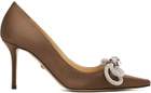 MACH & MACH Brown Double Bow Satin Heels