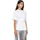 Simone Rocha White Gathered Rose Wire Sleeve Boy T-shirt