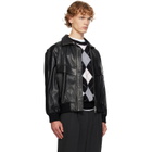 Dunst Black Stand Collared Leather Jacket