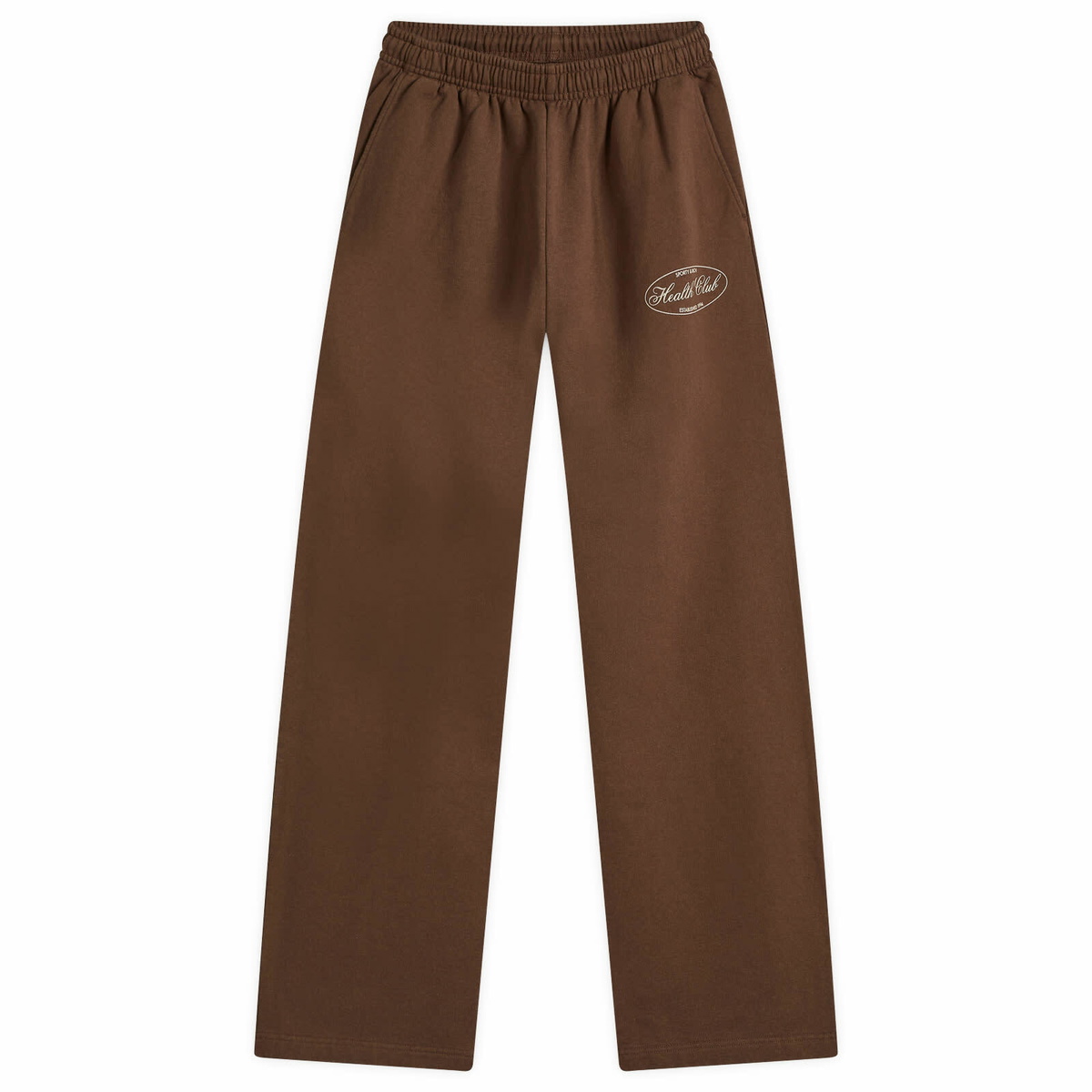 Sporty & Rich Women's Oval Health Straight Leg Sweatpant in Chocolate Cream