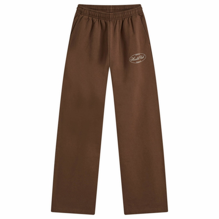 Photo: Sporty & Rich Women's Oval Health Straight Leg Sweatpant in Chocolate Cream