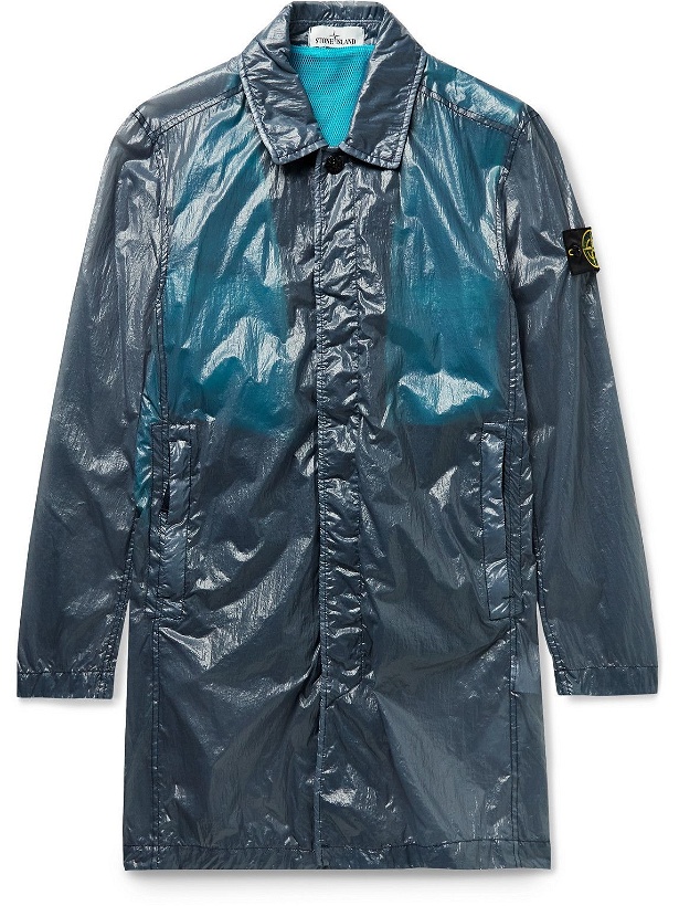 Photo: Stone Island - Packable Garment-Dyed Lucido-TC Trench Coat with Detachable Mesh Gilet - Blue