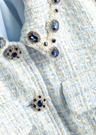 Self-portrait Embellished Metallic Tweed Mini Dress Blue