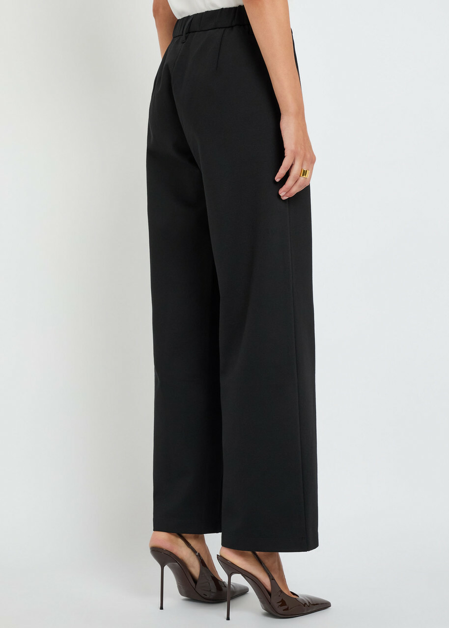 Eileen Fisher Wide-leg Jersey Trousers Black