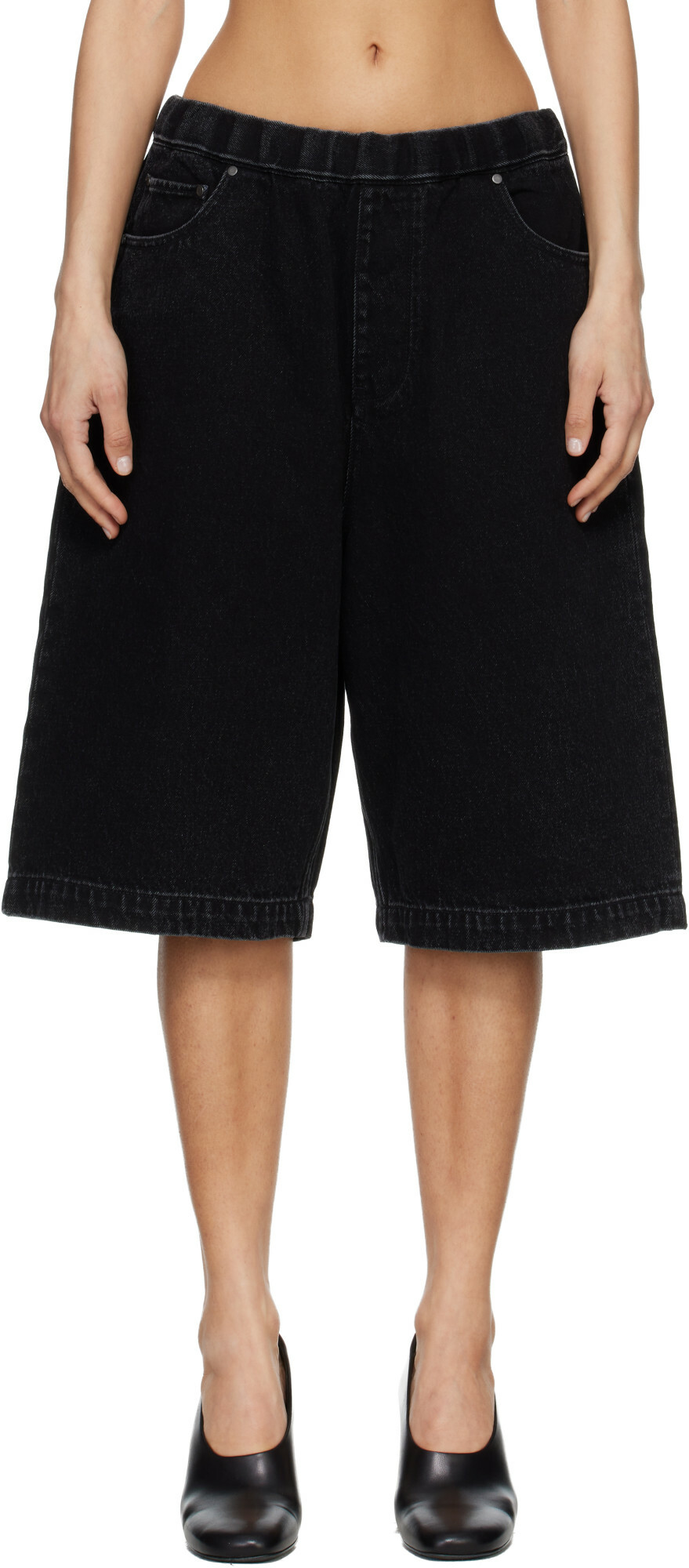 Entire Studios Black Spar Denim Shorts
