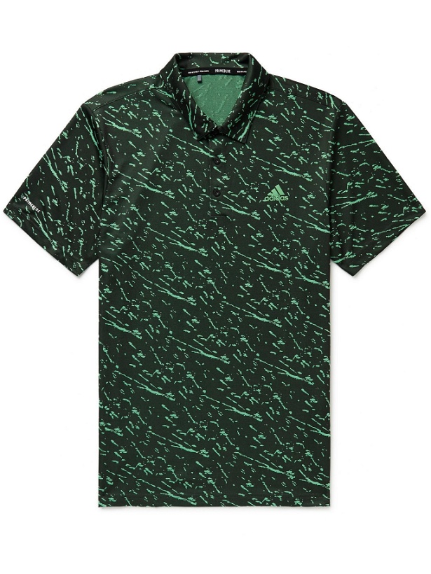 Photo: adidas Golf - Printed Primeblue Golf Polo Shirt - Green