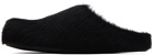 Marni Black Long Hair Calfskin Fussbett Sabot Loafers