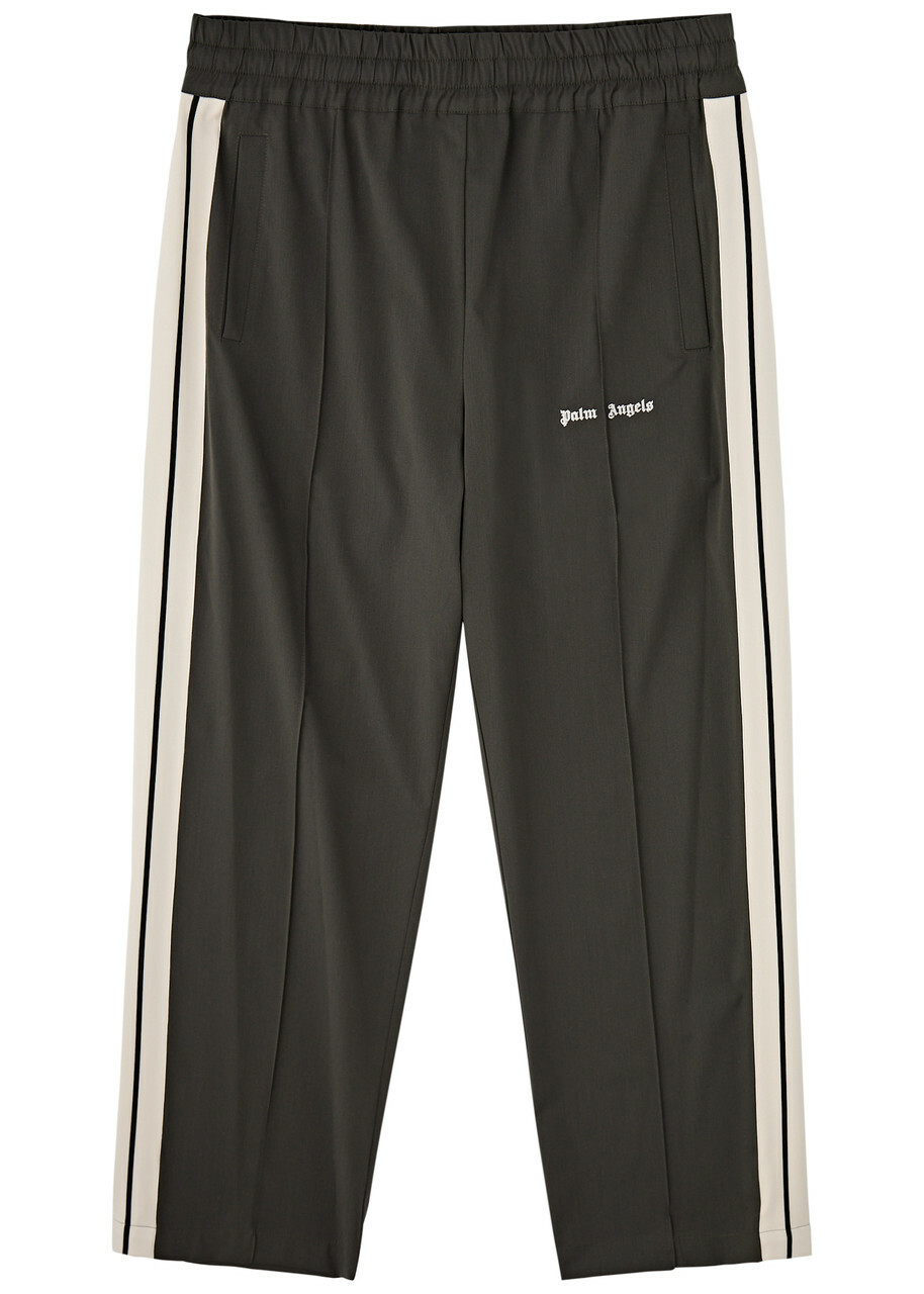 Palm Angels Striped Twill Track Pants Olive Palm Angels