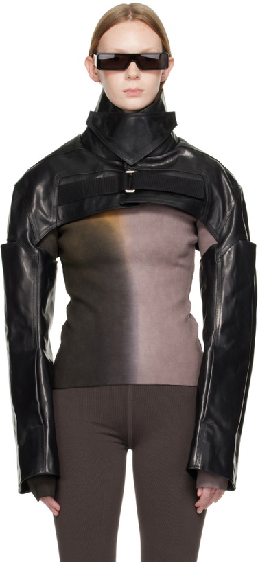 Photo: Rick Owens Black Tower Mac Cropped Leather Jacket