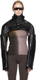 Rick Owens Black Tower Mac Cropped Leather Jacket