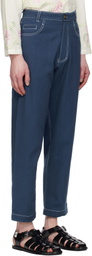 HARAGO Blue Double Stitch Trousers