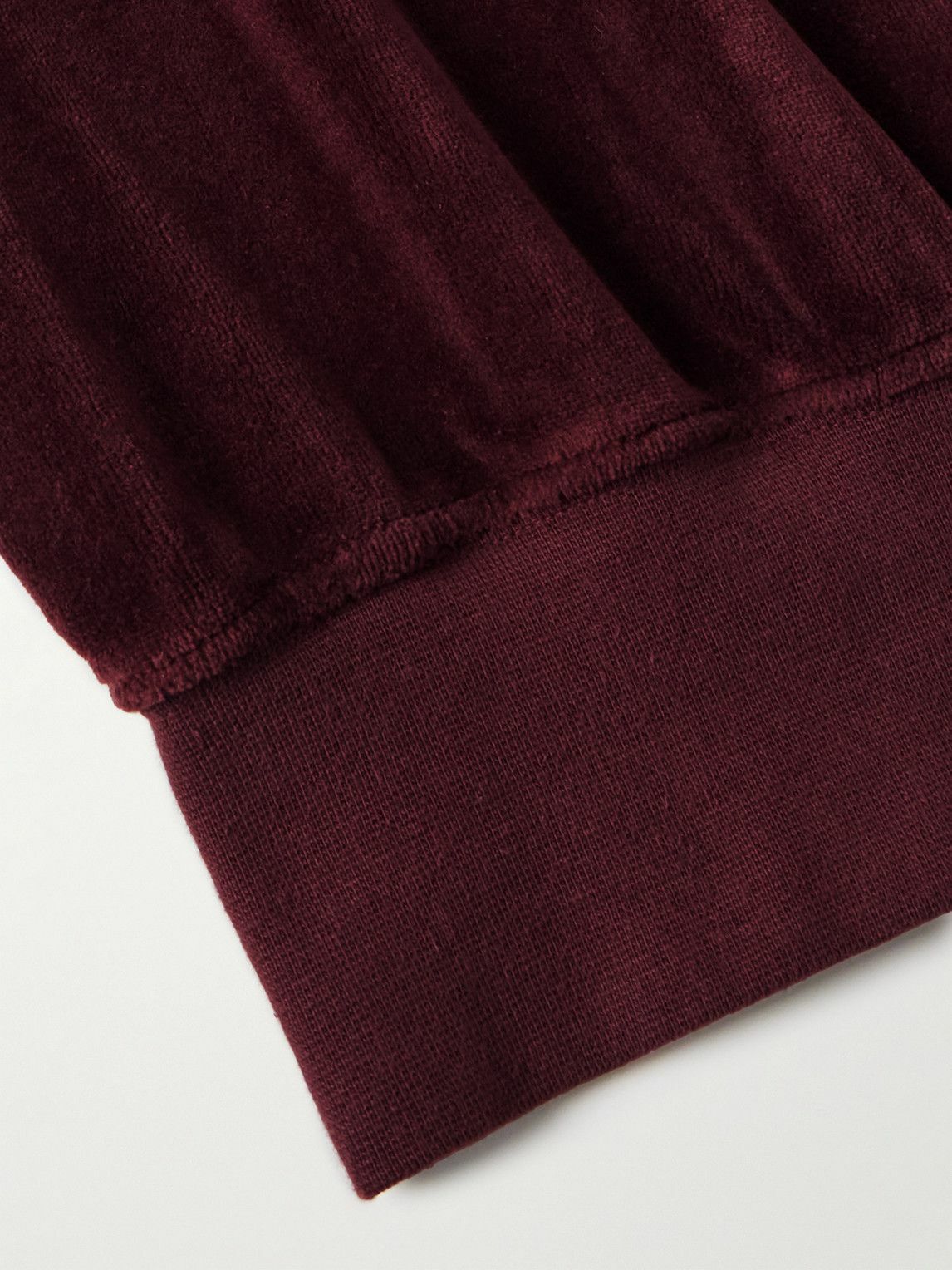 Les Tien - Cotton-Blend Velour Half-Zip Sweatshirt - Burgundy