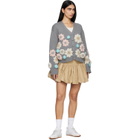 GANNI Gray Cotton Cashmere Flower Cardigan