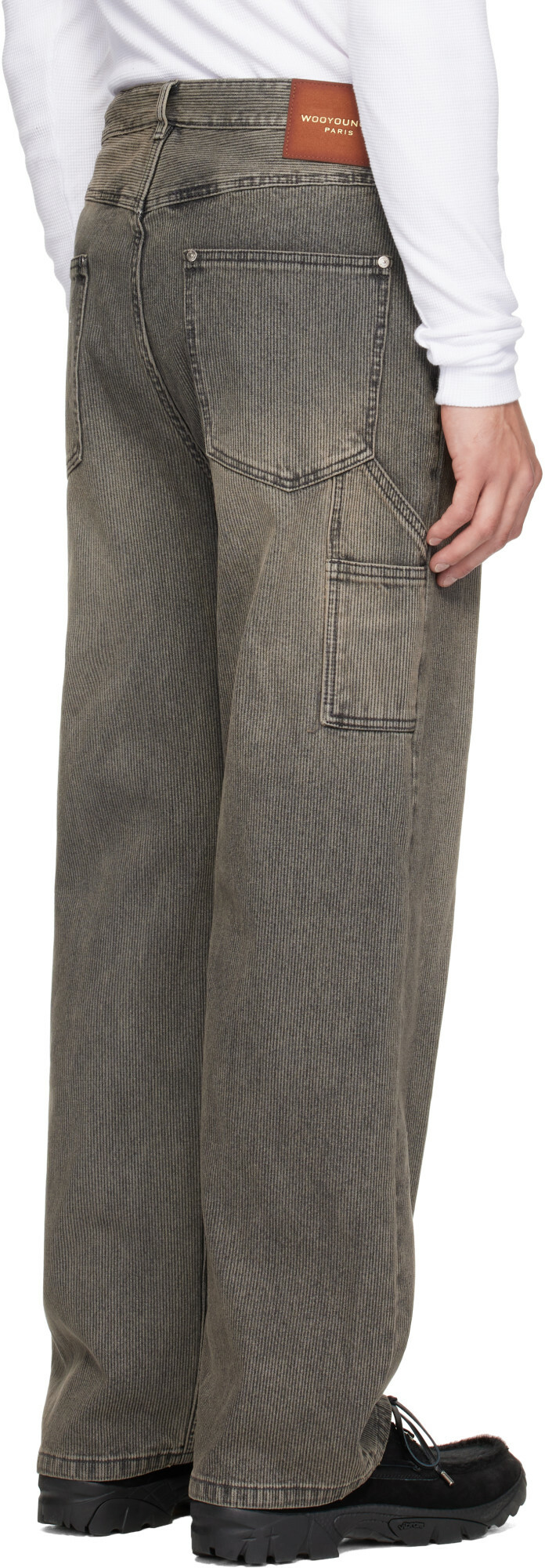 WOOYOUNGMI Gray Straight Ribbed Denim Jeans