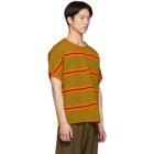 Maison Margiela Orange and Green Striped Knit T-Shirt