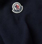 MONCLER - Logo-Appliquéd Panelled Fleece-Back Cotton-Jersey Hoodie - Blue