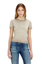 Diesel Slim T-shirt with tonal logo print - T-Shirts Womens in Beige