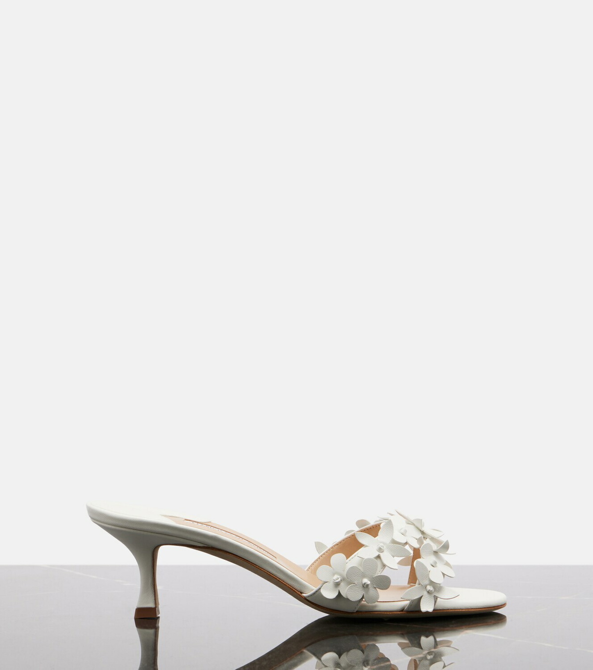 Manolo Blahnik Anistarona floral-appliqué leather mules