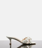 Manolo Blahnik Anistarona floral-appliqué leather mules