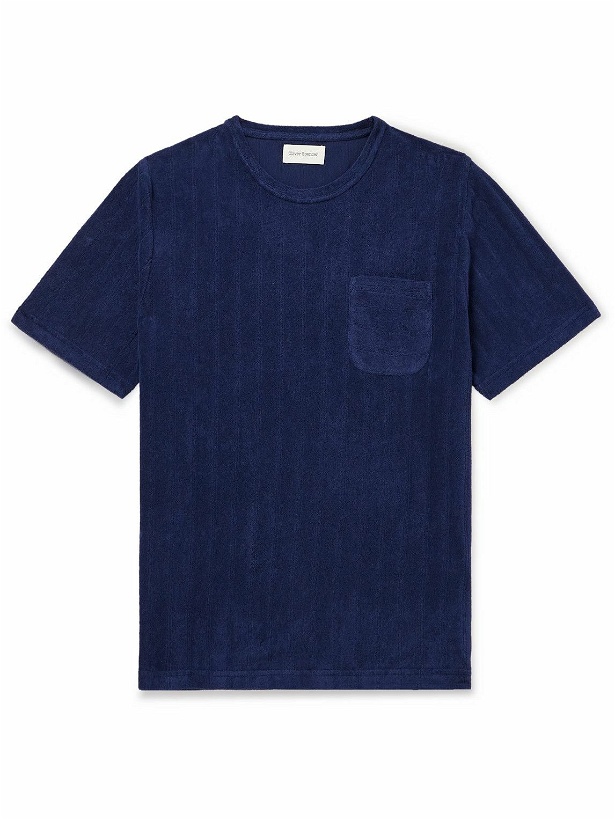 Photo: Oliver Spencer - Oli's Ribbed Cotton-Blend Terry T-Shirt - Blue