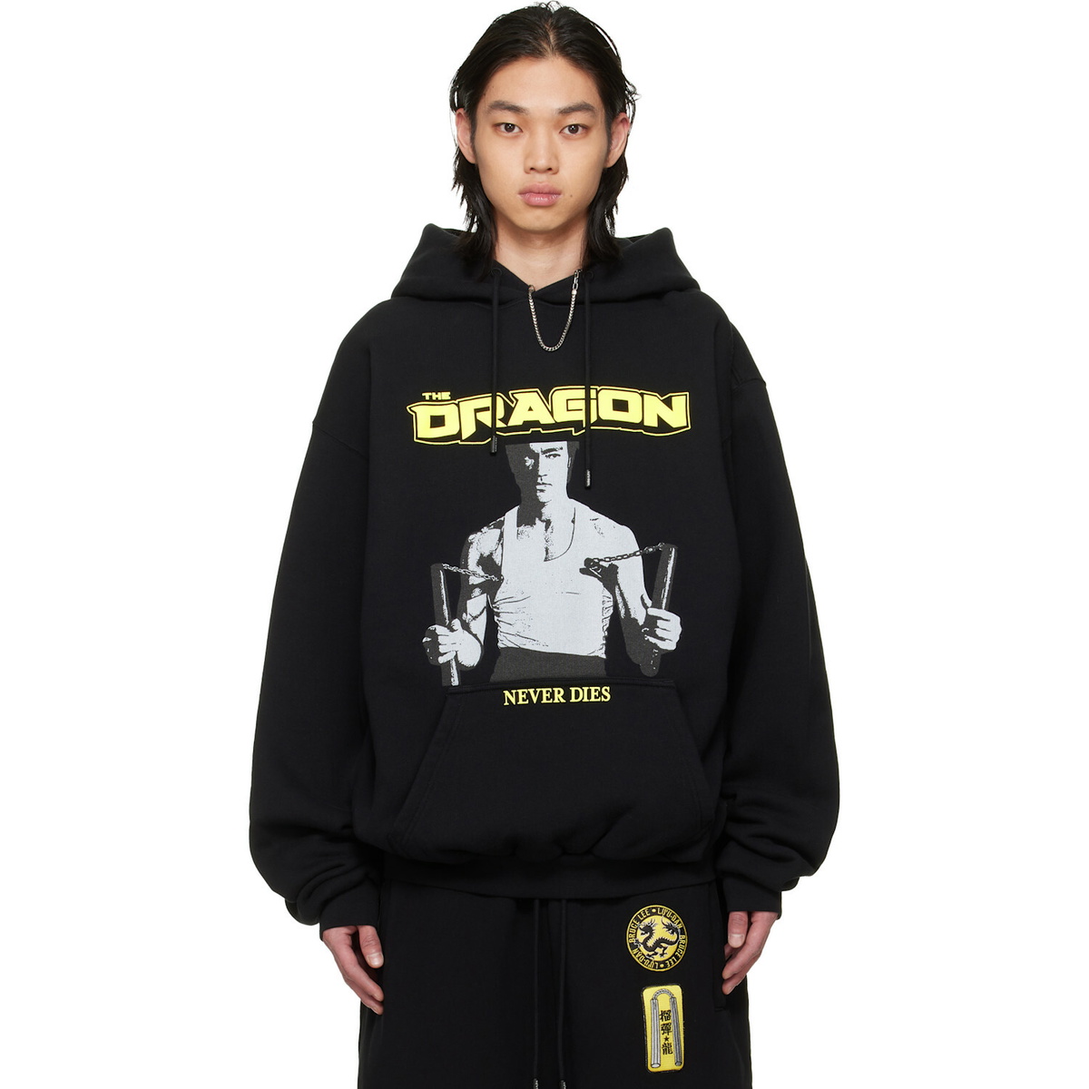 LU'U DAN BRUCE LEE x LỰU ĐẠN Black Oversized Hoodie