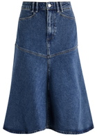 Paige Alice Stretch-denim Midi Skirt Blue
