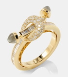 Ananya Chakra 18kt gold ring with diamonds and quartzes