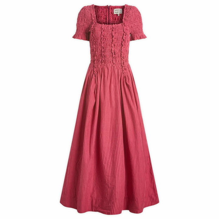 Photo: Damson Madder Women's Raphaela Ruffle Midi Dress in Berry
