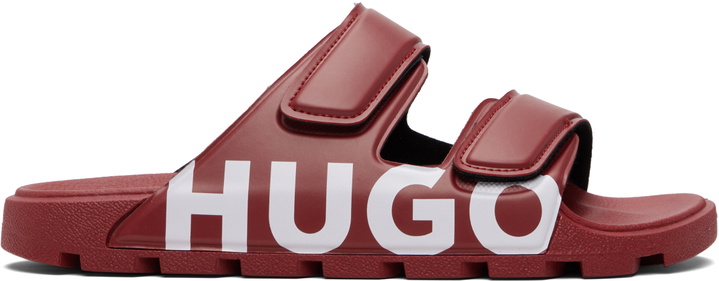 Photo: Hugo Red Double Touch-Closure Straps Logo Sandals