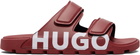Hugo Red Double Touch-Closure Straps Logo Sandals