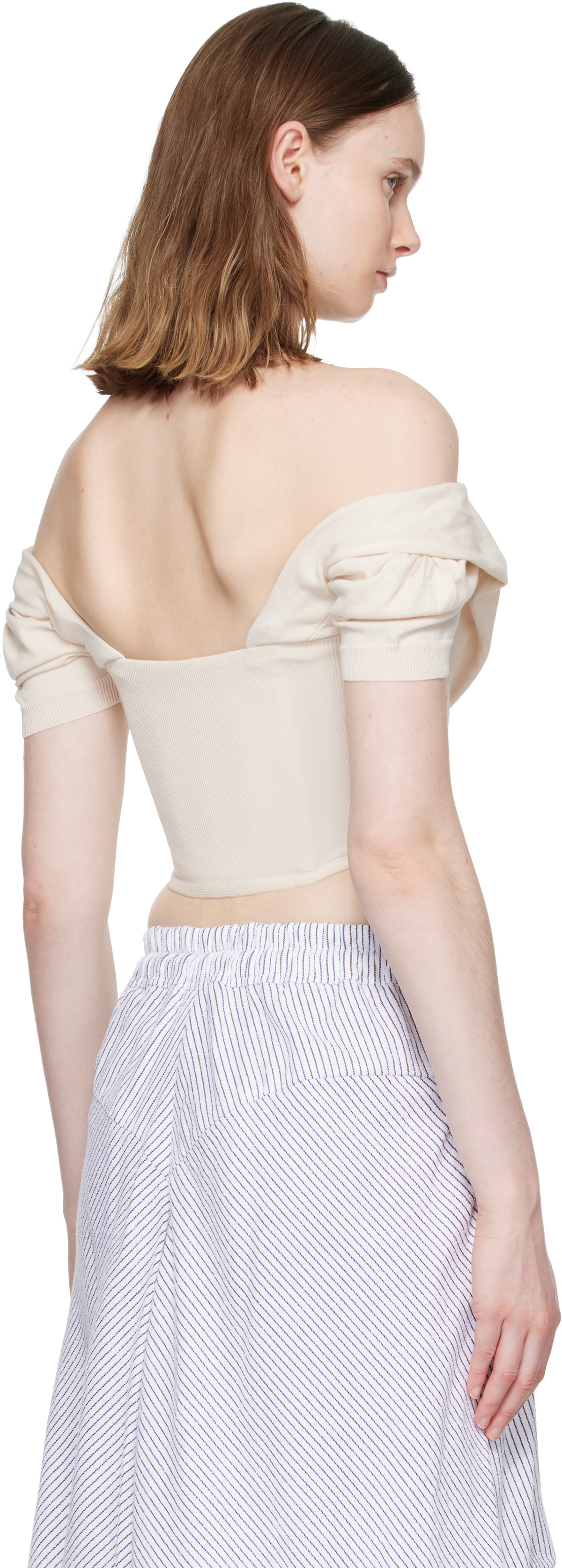 Vivienne Westwood Off-White Short Sleeve Bea Corset Cardigan Blouse